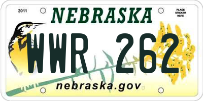 NE license plate WWR262