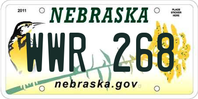 NE license plate WWR268
