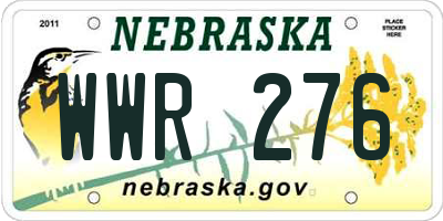 NE license plate WWR276