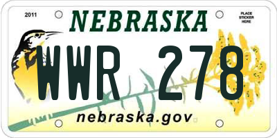 NE license plate WWR278