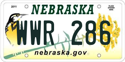 NE license plate WWR286