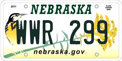 NE license plate WWR299