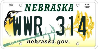 NE license plate WWR314