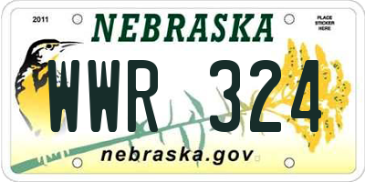 NE license plate WWR324