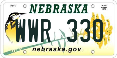 NE license plate WWR330