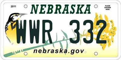 NE license plate WWR332