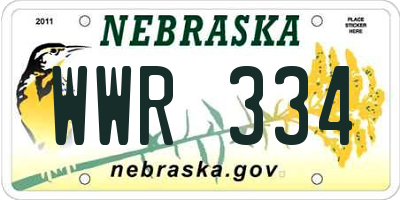 NE license plate WWR334