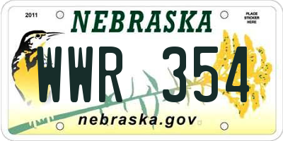 NE license plate WWR354