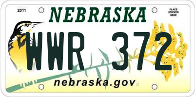 NE license plate WWR372