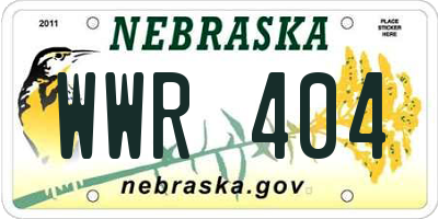 NE license plate WWR404