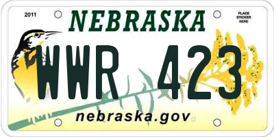 NE license plate WWR423