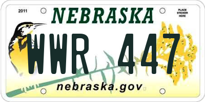 NE license plate WWR447