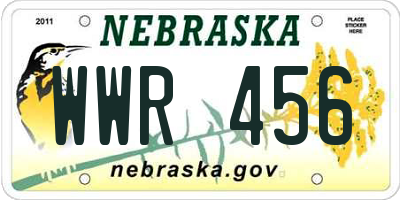 NE license plate WWR456