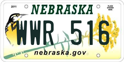 NE license plate WWR516