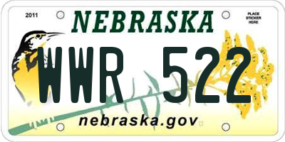 NE license plate WWR522