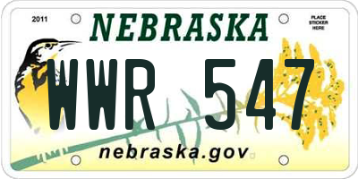 NE license plate WWR547