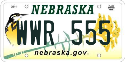 NE license plate WWR555