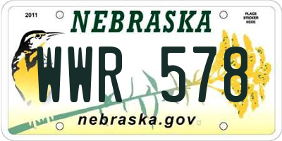 NE license plate WWR578
