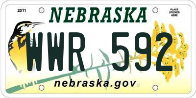 NE license plate WWR592