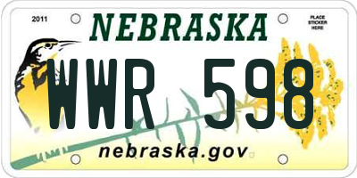 NE license plate WWR598