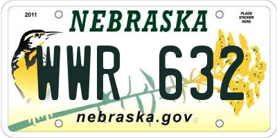 NE license plate WWR632