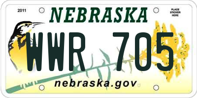 NE license plate WWR705