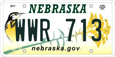 NE license plate WWR713