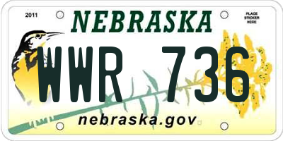 NE license plate WWR736