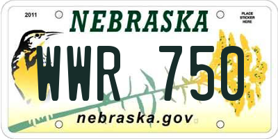 NE license plate WWR750