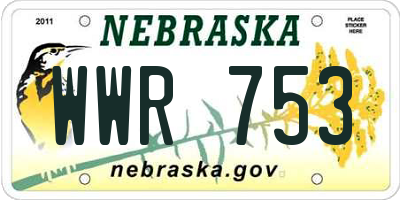 NE license plate WWR753
