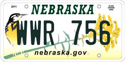 NE license plate WWR756