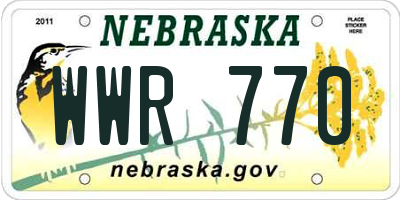 NE license plate WWR770
