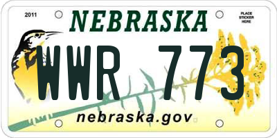 NE license plate WWR773