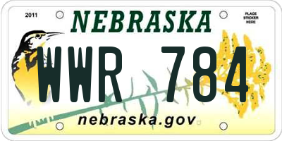 NE license plate WWR784