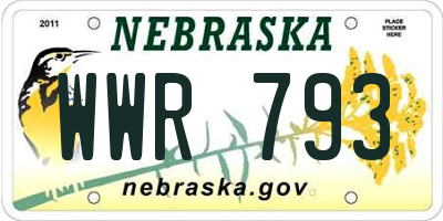 NE license plate WWR793