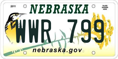 NE license plate WWR799