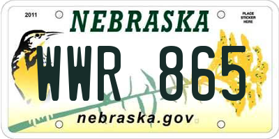 NE license plate WWR865