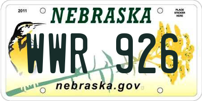 NE license plate WWR926
