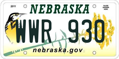 NE license plate WWR930