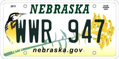 NE license plate WWR947