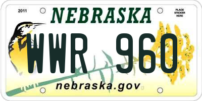 NE license plate WWR960