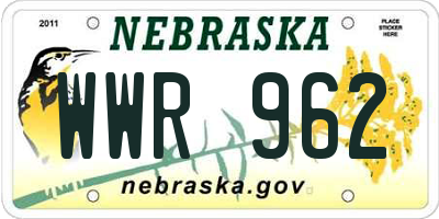 NE license plate WWR962
