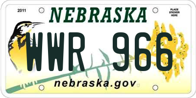 NE license plate WWR966