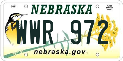 NE license plate WWR972