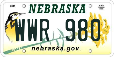NE license plate WWR980