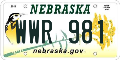 NE license plate WWR981