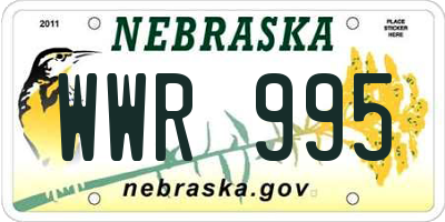 NE license plate WWR995
