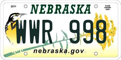 NE license plate WWR998