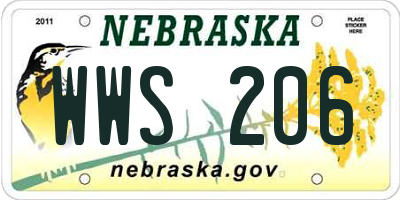 NE license plate WWS206
