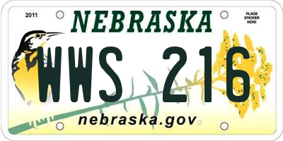 NE license plate WWS216